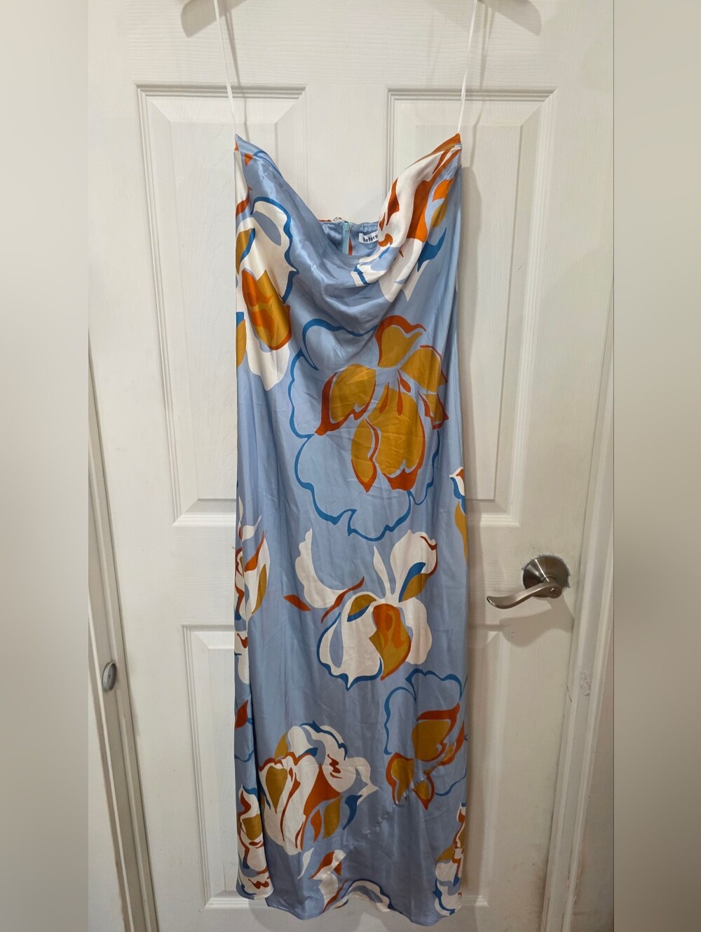 Reformation Joanne Silk Dress in Hyperion - Picture 4 of 8